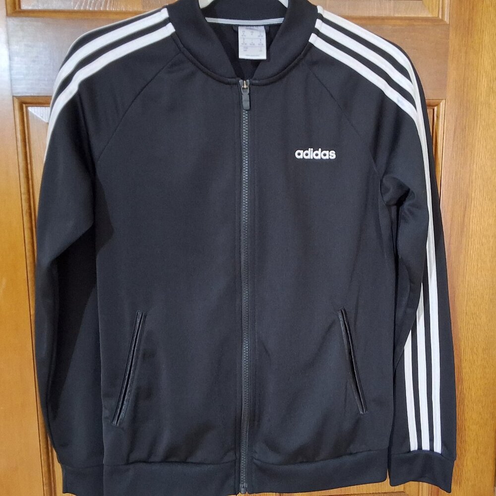 Adidas Size Small Women's Zip Up Black Track Jacket Logo Casual Athleisure